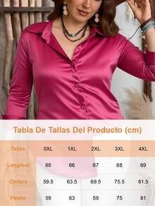 Blusas de Satén de Alta Gama para Mujer de Talla Grandes, Blusas Elegantes para Fiesta, Blusas Casuales de Color Sólido para Dama, Adecuada para Banquetes de Alta Gama Y Ocasiones de Negocios - Rosa - Ver 5