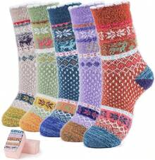 SISOSOCK 5 Pairs Fuzzy Soft Cozy Fluffy Socks Women, Casual Thick Plush Comfy Sleep Socks, Warm Winter Gifts Women - 多色動物-1 - 查看 12