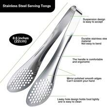 2 Pieces  Stainless Steel Barbecue Tongs ( Silver) Optional, Kitchen Tongs, Food Tongs, Bread Tongs, Steak Tongs, Korean Barbecue Tongs, Long Handle  Barbecue Tongs, Corrosion-Resistant And Non-Deformable - Silver - View 3