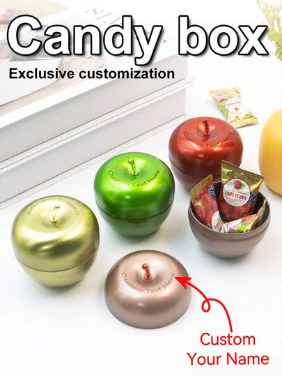 Personalized Metal Apple Candy Box | Fruit Shaped Storage | Decorative Storage, Small Gift Packaging Box, Candy Party Favors, With Mini Candy Dispenser, Chocolate Gift Box, Desktop Centerpiece, Suitable For Unique Baby Shower, Gender Reveal, Birthday Party Decor, Wedding Decor, Teacher Appreciation, Christmas, Halloween, Back To School Gifts Apple Storage Box