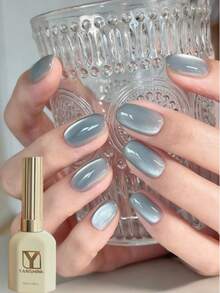 15毫升磁性猫眼凝胶指甲油 – 冰蓝色闪光凝胶，玻璃效果可卸UV/LED DIY及沙龙美甲 - 藍色 - 查看 3