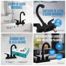 Mezcladora para Bao y Cocina Alta Durabilidad y Diseo 500111 - Negro Mate con Palancas - Ver 1