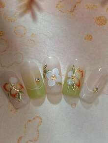 Flower Leaf Nail Art Stickers Elegant Nail Decals Floral Nail Sticker Gold Silver Petal Leaves Flower Nail Decals Colorful Floral Nail Supplies For Women DIY Nails Decorations Accessories