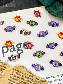 50pcs 3D Halloween Eyeball Nail Art Charms Devil Eye Nail Art Gothic 3D Cool Eye Shape Nail Diamonds Y2k Vintage Eyeball Gems For Women Girls DIY Manicure Nail Decoration