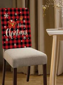 1/4/6/16pcs Christmas Chair Covers, Christmas Printed Pattern Linen Rectangular Dining Chair Back Decor, Suitable For Christmas Restaurant Dining Table Decoration - Multicolor - View 6
