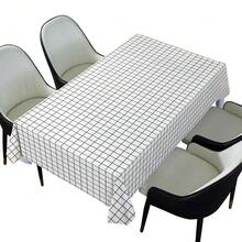 مفرش طاولة مستطيل مقاوم للماء والزيت ومانع للانزلاق، بنمط مربعات ولون أحادي، للمنزل وطاولة الطعام وطاولة القهوة