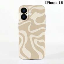 1pc Minimalist Asymmetrical Patchwork Pattern Glossy Hard Shell Phone Case, Suitable For IPhone 11/12/13/14/15/16 Pro Max