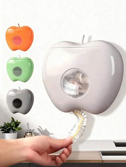 Plastic Bag Organizer Rack, Apple-Shaped Bag Dispenser, Wall-Mounted Storage Box, Space-Saving Bag Organizer, Elastic Wrap Holder, Multi-Functional Durable Storage Rack, Garbage Bag Storage For Home, Office, Kitchen, Bathroom, Shower Cap Storage Box, Dust-Proof Box, Bathroom & Kitchen Storage Container