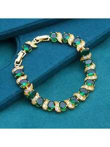 مجموعة مجوهرات أنيقة مكونة من 5 قطع مرصعة بالزركونيا المتلألئة - أخضر عتيق، قلادة، سوار، خاتم وأقراط - مثالية لعيد الحب، الزفاف والهدايا، مجوهرات عتيقة، أفضل هدية لعيد الميلاد