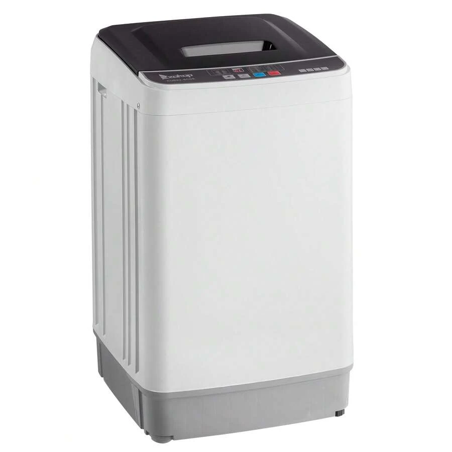 Full-Automatic Portable Washing Machine – 17.8Lbs Top Load Compact Washer, 10 Programs & 8 Water Level Selections, LED Display, Built-In Drain Pump, Black - View 1