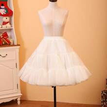 双层薄纱衬裙，可用作连衣裙，蓬松蓬松衬裙，可用作舞会礼服，芭蕾舞裙，女式长裙 - 白色 - 查看 4