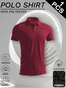 1 Piece Multi-Color Men's Breathable And Comfortable Mesh Sports Polo Shirts. Breathable, Lightweight, Comfortable. Suitable For Basketball, Casual Wear, Football, Tennis And Various Sports Activities Camisas Para Hombre Mens Clothes Camisetas De Hombre Gifts For Men Polo - Màu Đỏ Sâu - Xem 2