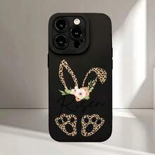 Easter Bunny Phone Case With Striped Floral Pattern, UV Printing Durable, 360-Degree Full Protection, Compatible With Latest  Models Including 17, 16, 15, 14, 13, 12, 11, XR, X/XS, 7, 8 Plus 2025.1 - màu đen - Xem 9
