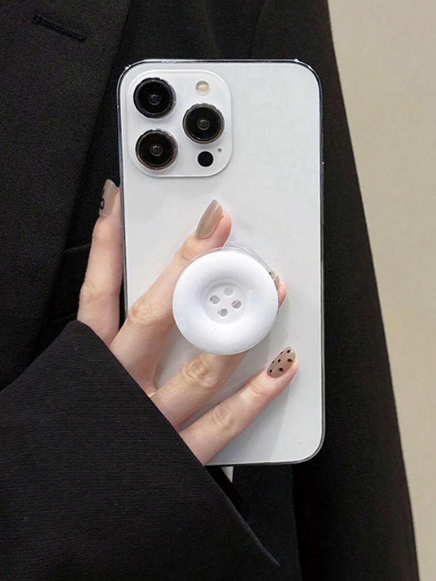 可爱纽扣式伸缩手机支架 - 可折叠一体式懒人支架，适用于办公桌和娱乐场所，背面粘性稳定支撑，通用便携设计，手机后置支架，手机配件，手机支架，兼容手机壳，粘性手机支架兼容、安卓手机，生日礼物，送给家人、朋友的生日礼物，推拉式手机支架 - 彩色 - 查看 1