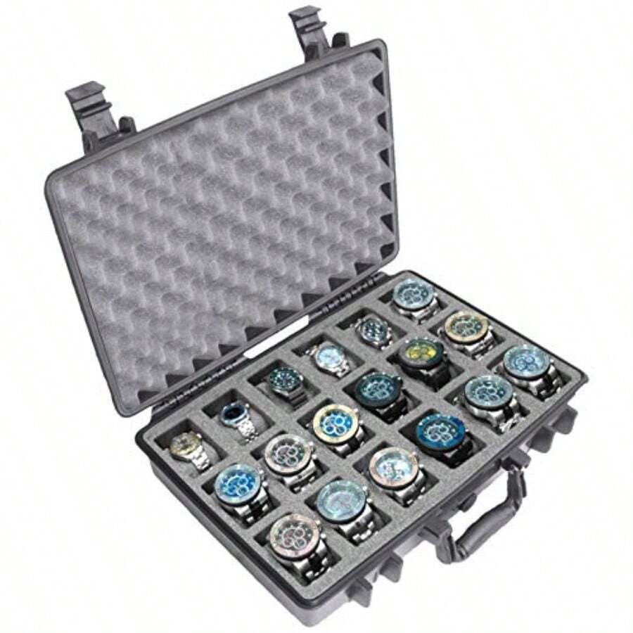 18 Watch Carry Case Organize And Protect Your Watch Collection In A Hard Shell Heavy Duty Waterproof Travel And Storage Case For Men's And Women's Watches Of Various Sizes