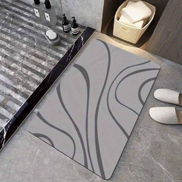 1 pieza Alfombra de baño de piedra de tierra de diatomeas, alfombra de ducha de tierra de diatomeas de secado rápido, adecuada para pisos de baño - súper absorbente, natural, fácil de limpiar, decoración del hogar, accesorios de dormitorio, props de fotografía, decoración de baño, alfombra, alfombra de área, decoración navideña de regalos, alfombra de cocina