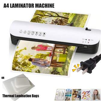 便携式 A4 冷热覆膜机，9 英寸迷你冷热覆膜机，A4/A5/A6 覆膜机，家用个人桌面高效冷热覆膜机或热覆膜纸/热覆膜袋，采用防粘技术，快速预热，非常适合家庭、办公室和学校使用，可以增强您的文件、照片和工艺品的专业性 - 请选择覆膜机或热覆膜袋选项