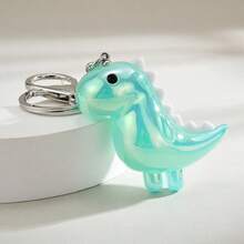 1个男女通用卡通恐龙钥匙扣，亮面可爱恐龙吊坠，包包挂饰，情侣/闺蜜礼物，汽车配件，女士礼物，男士礼物 - 薄荷藍 - 查看 3