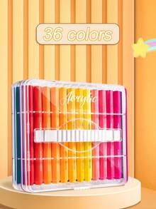 12/24/36/48/60 Colors Acrylic Marker Pens Set, Large Capacity, Opaque, Suitable For Art Painting, Graffiti And Watercolor, Applicable For Art Creation, Daily Drawing, Coloring, Marking And More - Multicolor - View 9