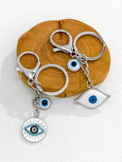 1pc Evil Eye Keychain Set, Turkish Blue Eye Pendant Keyring For Women Men, Stainless Steel Protection Amulet Charm Key Chain Jewelry Gift Christmas