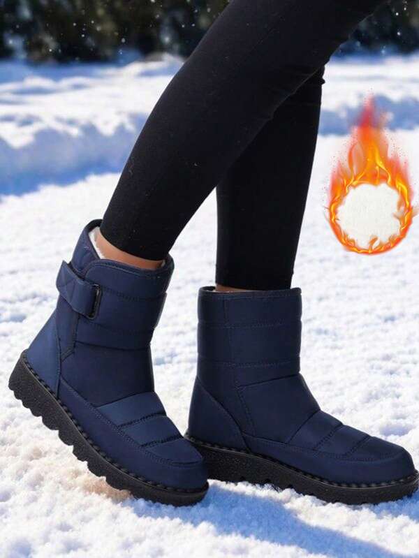 36-45 Plus Size Women Thick Warm Snow Boots, Short Shaft, Round Toe, Anti-Slip, Thick Lining, Winter Boots