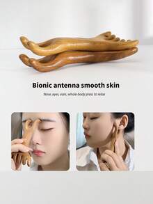 1/2pcs/Set Natural Sandalwood Face Massage Comb, Facial Beauty Tool, Gua Sha Board Set, Suitable For Head, Face, Body Meridian Massage - Brown - View 5