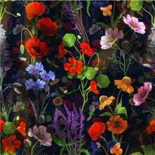 Lebendige dunkle Blumen Tapete zum Abziehen und Aufkleben - selbstklebende, abnehmbare Vinyl-Kontaktfolie mit reichhaltiger Rot-Mohn, Glockenblumen und Wildblumen-Motiv für Heim-Dekoration, Küche, Schlafzimmer, Wohnzimmer (17,7x118 Zoll), Blumen Tapete