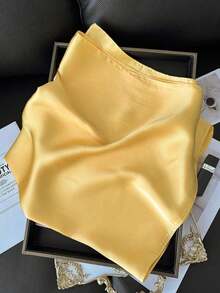 1pc Plain Color 70cm Square Scarf, Multi-Functional Headband, Headscarf, Sunscreen Scarf, Photo/Travel Use - 黃色 - 查看 2