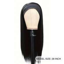 28 Inch Straight Headband Wig Black Heat Resistant Synthetic Hair Women's Headband Wig Full Machine Made Wigs Women - Multicolor - View 5