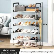 1 Pezzo Portascarpe salvaspazio, mobile, 3/4/5/6/7 ripiani in metallo e plastica, leggero, facile da montare, portabile da terra, adatto per case, dormitori, ingressi