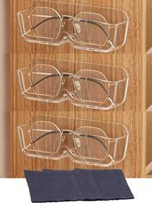 2 件眼鏡收納架,臥室床頭免打孔抗壓壁掛太陽眼鏡展示架,珠寶雜物收納收納架,適用於臥室梳妝台、梳妝台、免鑽孔眼鏡收納架、浴室壁掛式太陽眼鏡收納架（透明）