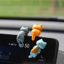 6pcs Cute Cartoon 3D PVC Cat Shaped Ornament Creative Decor Accessories, Suitable For Car Dashboard And Interior, Comes With Adhesive Gel - Nhiều màu - Xem 11