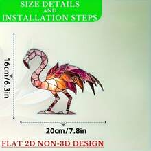 1 pieza Elegante atrapasol de vidrio con diseño de flamenco - Diseño acrílico 2D vibrante, perfecto para sala de estar, dormitorio, patio - Decoración colgante con tema tropical, regalo ideal para amantes de las aves, decoración de flamencos