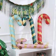 1 件/4 件超大 59 英寸拐杖糖气球 - 巨型圣诞装饰（粉色、绿色、金色、青色） - 室内/室外使用、生日、新年派对装饰 - 无需电源，用泵轻松充气 - 节日派对用品、糖果主题圣诞装饰、条纹图案、优质材料、节日气氛、活动装饰、可重复使用 - 彩色 - 查看 6