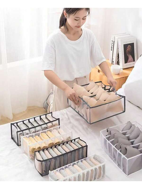 1pc Underwear Storage Box, 3-In-1 Fabric Drawer Organizer For Bras, Panties, Socks, Home Use