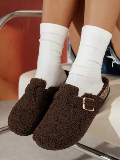 نعال نسائية جديدة من الفرو الناعم، مريحة للاستخدام داخل المنزل/خارجه، للعطلات، للاستخدام اليومي، صنادل مسطحة متعددة الاستخدامات