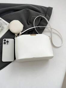 Vintage Patchwork Decorated Bucket Crossbody Bag - White - View 4