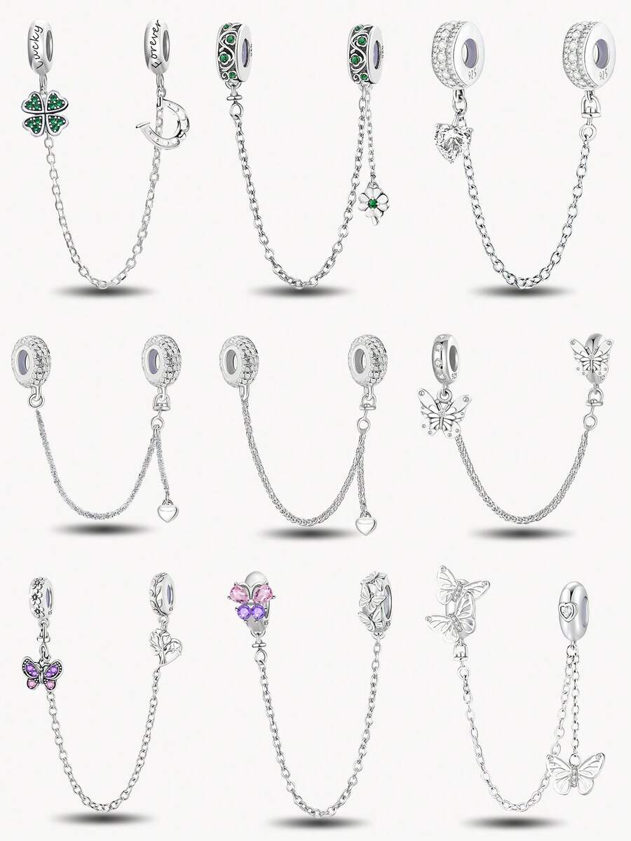 1 件优雅蝴蝶安全链吊坠，适合女士手链、手镯、DIY 珠宝制作约会礼物精美女士珠宝 - 安全鏈 - 查看 1