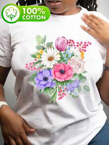 Curvy Confidence Crew: Camisetas de manga corta con estampado vibrante, tallas 0XL-5XL - blanco - Ver 1