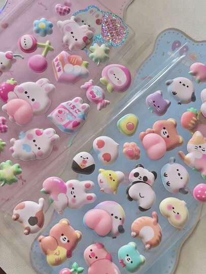 1pc Cute Animal 3D Foam Stickers, Soft And Adorable Little Butt Stickers For Children's/Girls' Phone Case Decoration - Can Be Used For Notebook Decoration, DIY Decorative Stickers, Scrapbooking, Multi-Scene Creative Planning Accessories, Suitable For Phone Cases, Scrapbooks, And Crafts, School Supplies