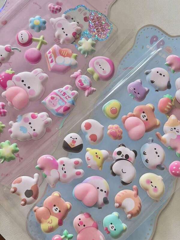 1pc Cute Animal 3D Foam Stickers, Soft And Adorable Little Butt Stickers For Children's/Girls' Phone Case Decoration - Can Be Used For Notebook Decoration, DIY Decorative Stickers, Scrapbooking, Multi-Scene Creative Planning Accessories, Suitable For Phone Cases, Scrapbooks, And Crafts, School Supplies
