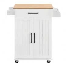 Multifunctional movable kitchen island cart large capacity storage sideboard kitchen carro multiusos almacenamiento ruedas negro blanco hogar organización muebles - Blanco - Ver 8