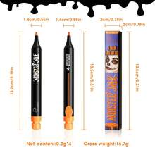 Pudaier Halloween 4-Color Face Paint Pens - Black, White, Red, Pumpkin; Matte Velvet Texture, Multi-Purpose; Exclusive Halloween Makeup; Halloween Cosmetics; Suitable For Halloween, Cosplay, Horror Parties, And Pranks. - Multicolor - View 12