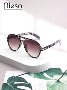 1pair Women Tortoiseshell Aviator Frame Boho Fashion Glasses For Daily Life Shades Beach Accessories Beach Accessories For Women Glasses Shades Basics Fall Winter Women Outfits Clothes Business Casual Gifts Leopard Color Blocking Boho Vacay Vacay Vibes For Summer Beach Vacation,Outdoor,Travel - Brown - View 10