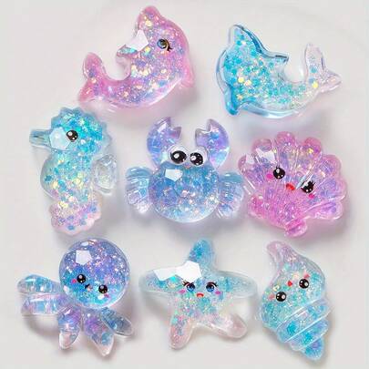7pcs Transparent Sequin Sea Animal Starfish Crab Shell Puffer Fish Resin Magnets - Multicolor, Cool & Cute Kitchen Decor, Perfect Gift, Home & Holiday Decoration, Fridge Magnets | Colorful Fridge Decor | Decorative Magnets, Fridge Magnets, Whiteboard Stickers, Decorative Fridge Stickers, Cute Office Kitchen Stickers, Kitchen Supplies, Home Decor, Kitchen Decor, Christmas Gift, Halloween Gift