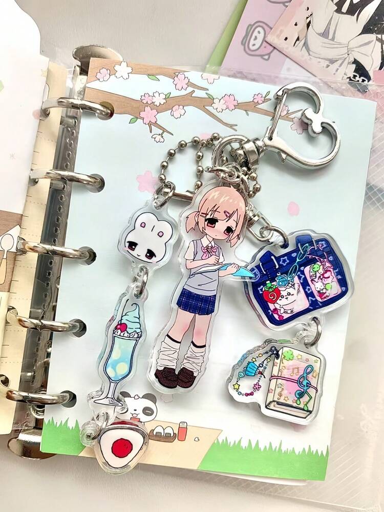 Heisei-Style JK! Cute Cartoon Retro Style Girl Keychain Bag