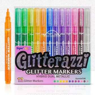 5/12 支金属闪光笔、绘画笔、彩色涂鸦水性马克笔