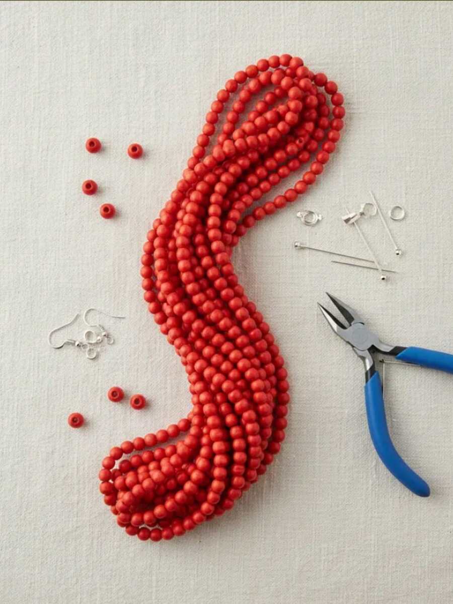 Pasta turquesa roja bola lisa para Bisuteria - 3 tiras - Ver 1