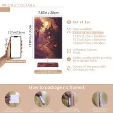 1pc Scary Halloween Canvas Art - Pumpkin And Poster, Gothic Vintage Wall Decor, Retro Yard And Church Tombstone Design, Unframed, Suitable For Home Decor, Room Decor, Bedroom Decor, Living Room Decoration, Bathroom Decor - Halloween Autumn Wall Decor, Optional Wall Art With Frame