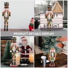 2pcs Nutcracker Ornament Christmas Decor Holiday Desktop Ornaments Puppets Walnut Soldier Wood